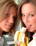 Karen and kate fuck around with a banana